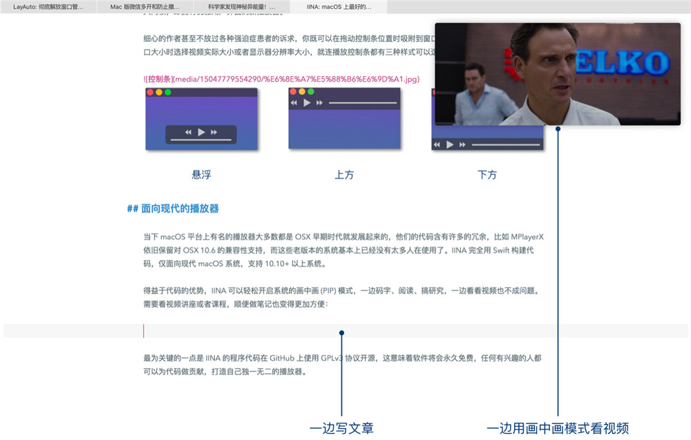 启用画中画模式 macOS 上最好的现代视频播放器:IINA-长沙SEO霜天
